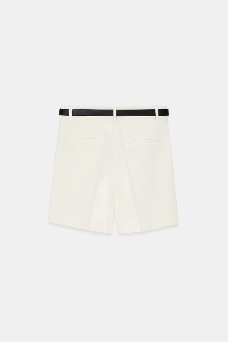 DILVIN Belted High-Waist Wide-Leg Tailored Shorts - 5