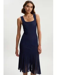 Tall Compact Stretch Square Neck Knitted Flippy Dress