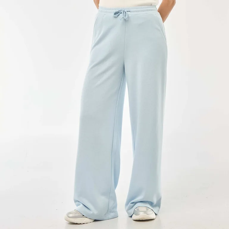 Solid Color Cotton Joggers BLUE - 3