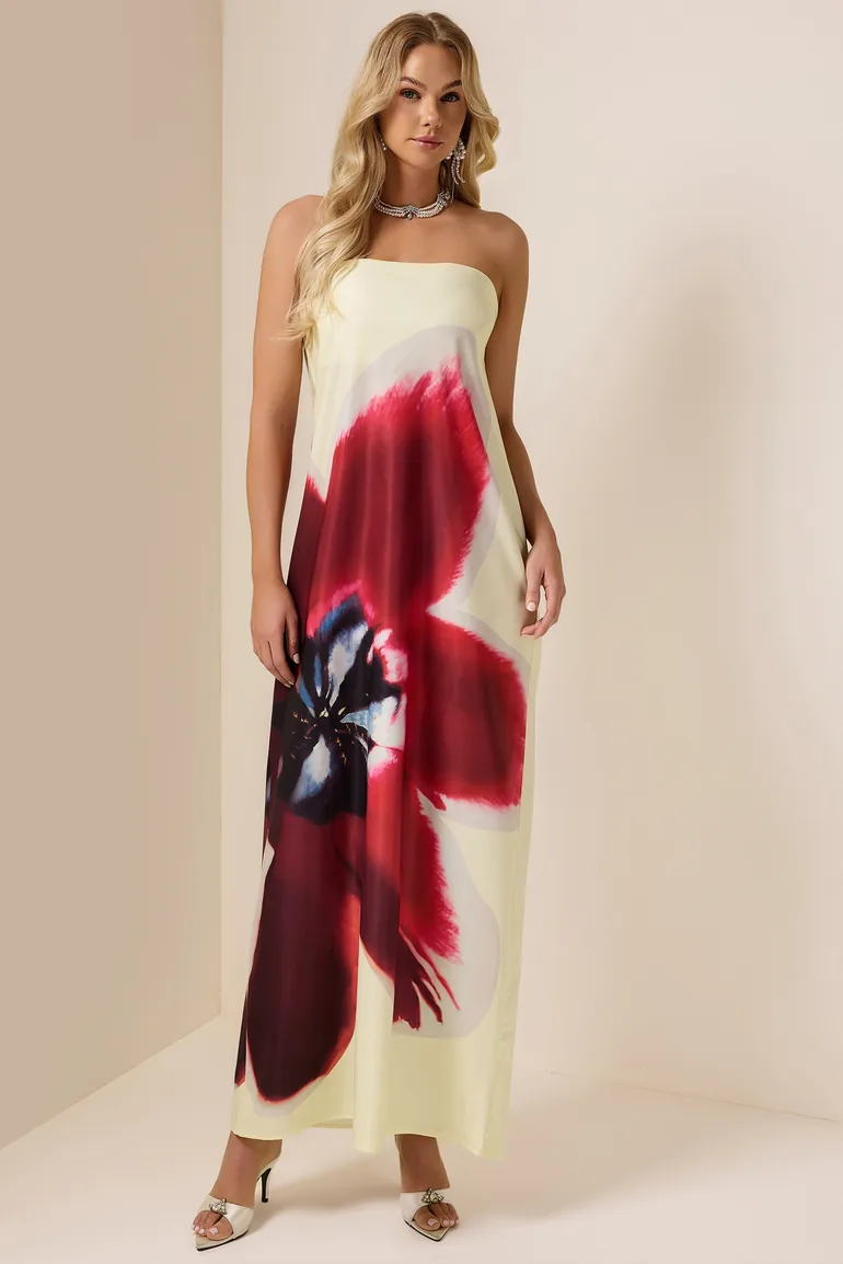Maëlys Floral Satin Off-Shoulder Maxi Dress - 1