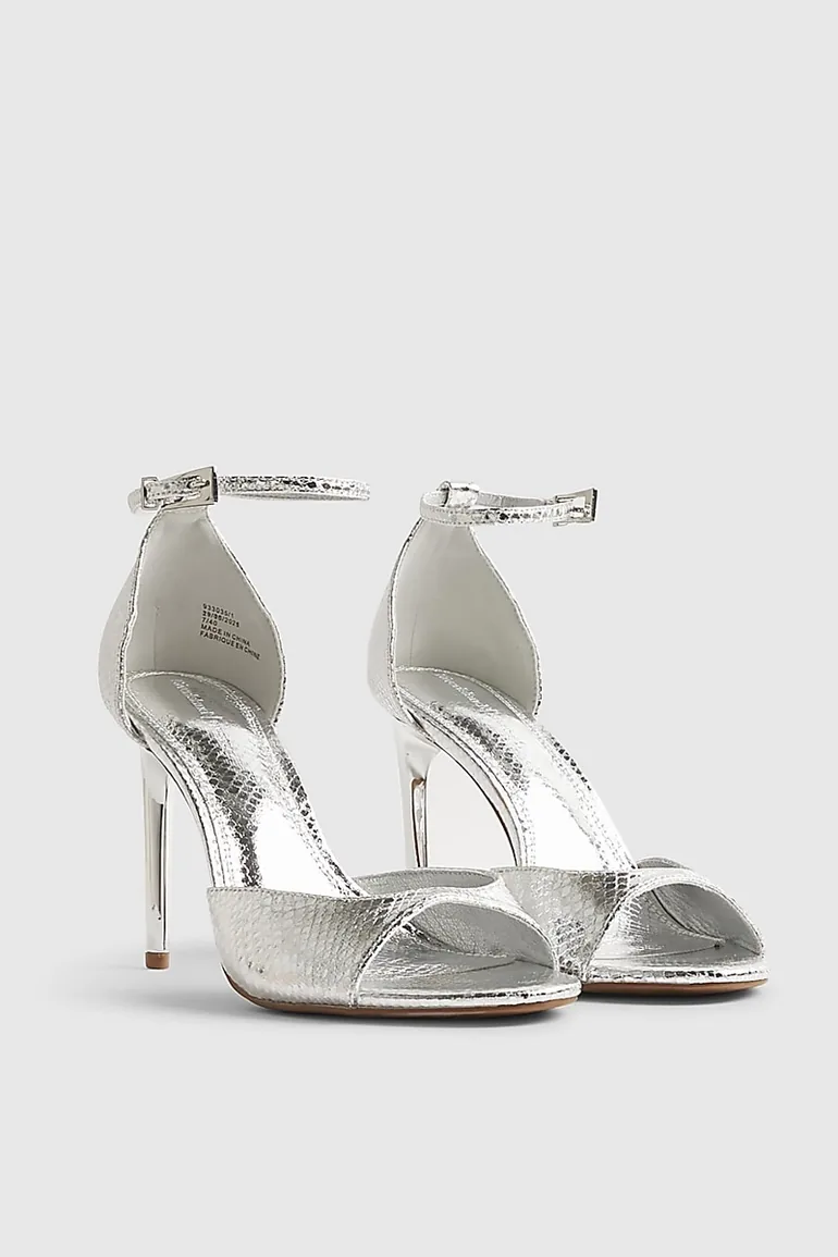 Silver Closed Back Heeled Sandals - 1