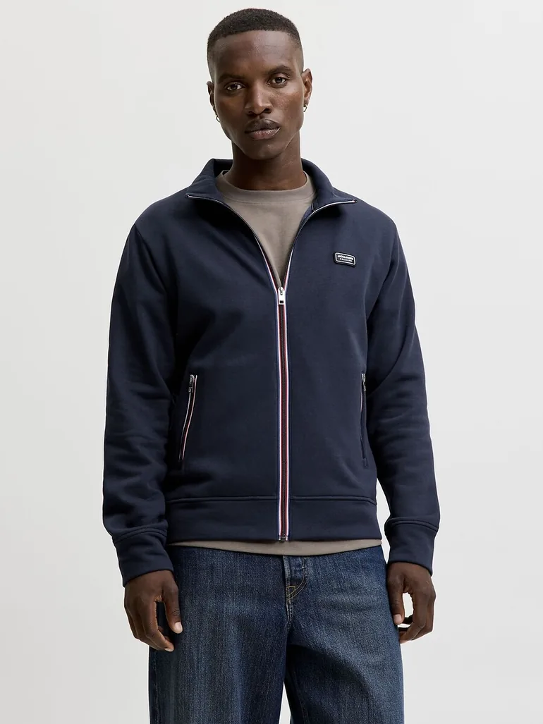 Cotton Mix Track Top with High Neck - 4