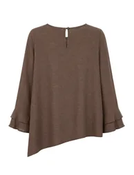 MIXRAY Frilly Long Sleeve Crew Neck Blouse - 2