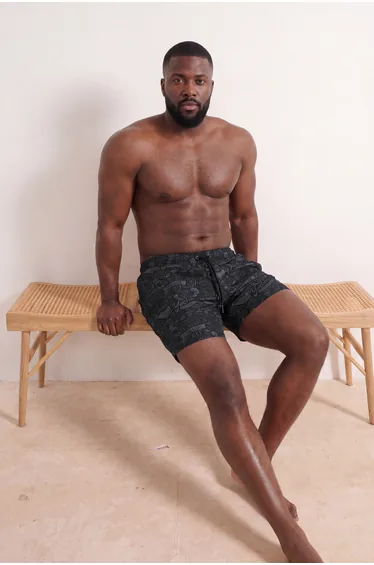 Black Men's Large Size Swim Shorts