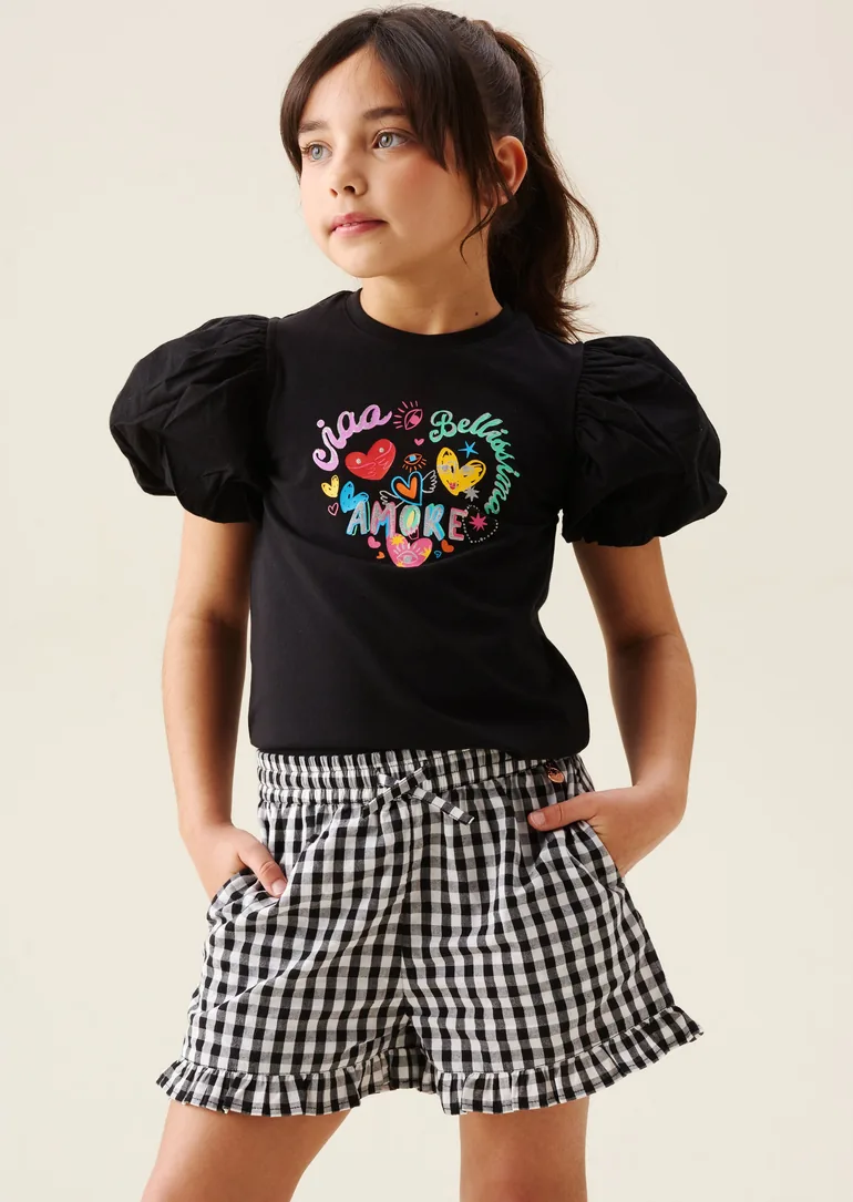 Aida Amore Print Puff Sleeve T Shirt
