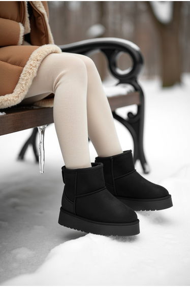 Kids Ds Snie C. Black Girls' Fur Boots Casual Shoes Sneaker product thumbnail 2