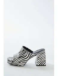 Glamorous Zebra Print Block Heel Mules - 2