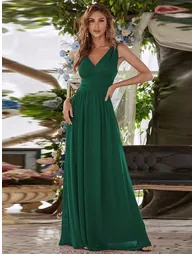 ever HUSH|Chiffon Empire Waist Sleeveless Pleated Bridesmaid Dress - 4