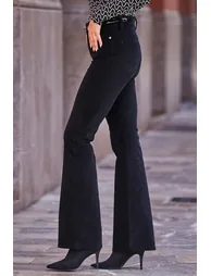 Black Velvet Kick Flare Jeans - 1