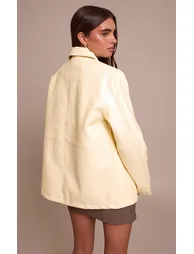 Buttercream Faux Leather Oversized Jacket - 1