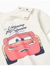 Cotton T-shirt With Lightning Mcqueen For Babies And Boys, White - 2