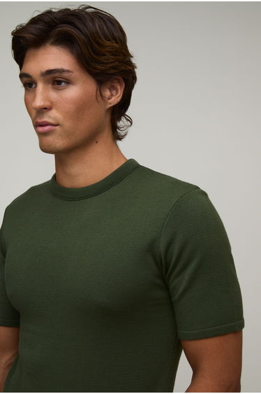 Muscle Fit Soft Touch Knitted T-Shirt - olive product thumbnail 3