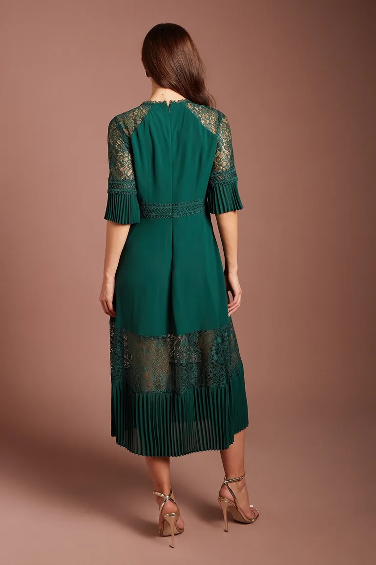 Lace Insert Midi Dress - 2