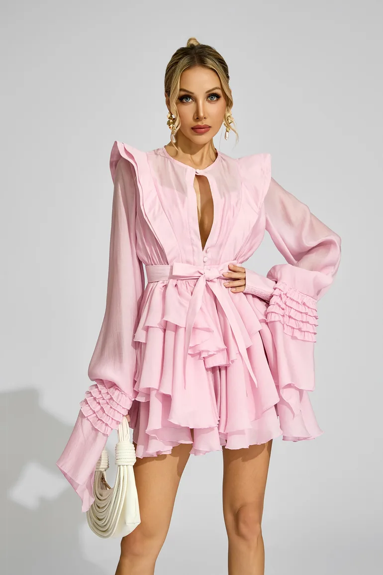 Beerbohm Pink Ruffled Dress - 1