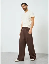 Men Brown Wide Leg Track Pants - 1