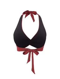 Burgundy Gathered Triangle Covered Bikini Top - 4
