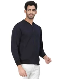 Men Navy Regular Fit Contrast Trim Jacket - 1