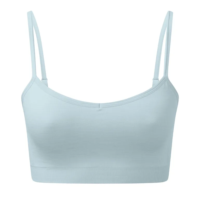 TriDri Womens/Ladies Melange Seamless 3D Sports Bra - Sky Blue - 1