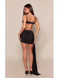 Black Knot Front Mini Skirt - 2