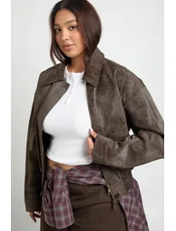 Plus Collared Jacket - brown - 2