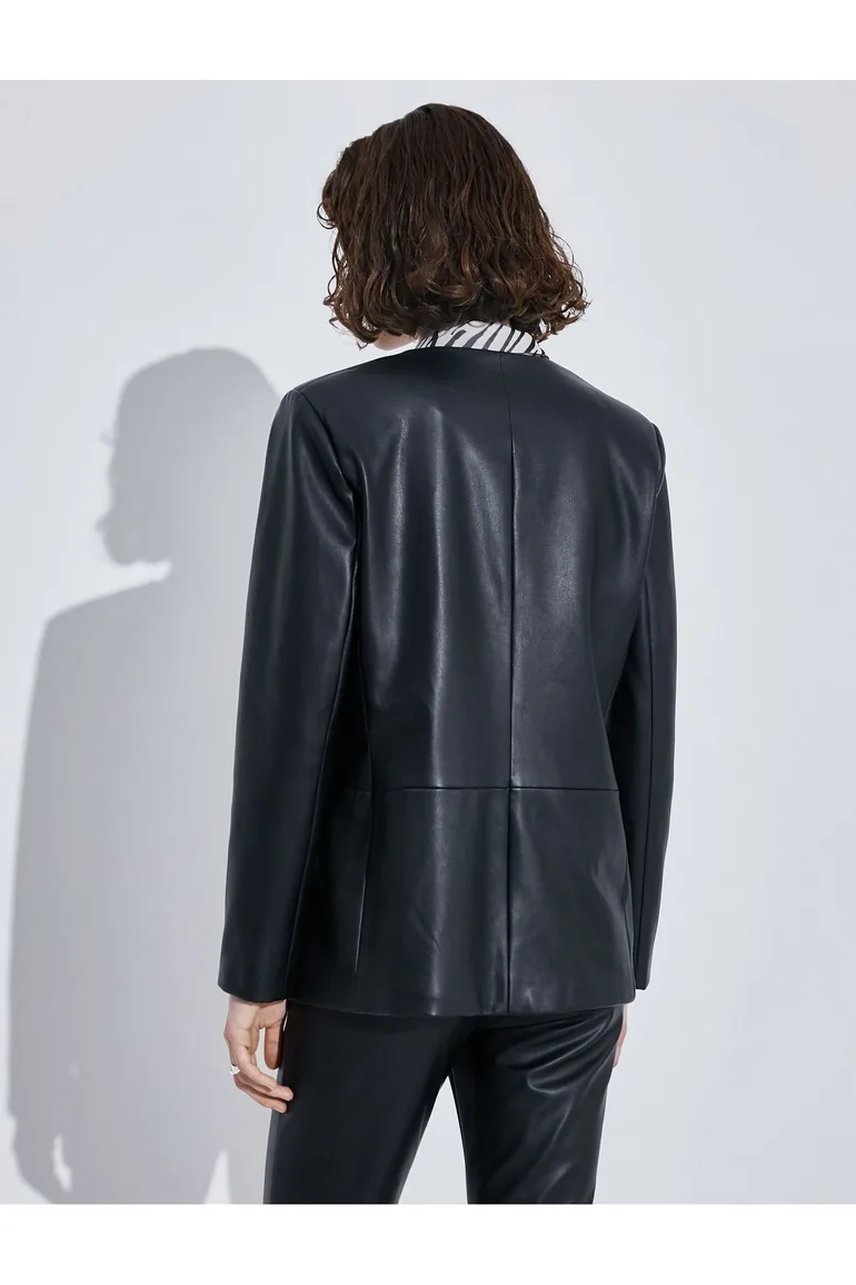 Leather Look Blazer - 2