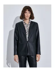Leather Look Blazer - 1