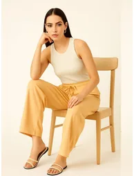 Women Yellow Relaxed Fit Joggers - 3