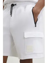 White Regular Fit Textured Cargo Shorts - 3