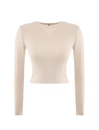 Stone Premium Viscose Crew Neck Crop Stretchy Knitted Blouse - 7