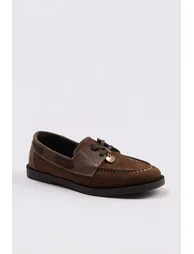 Brown Suede Heart Charm Detailed Women's Loafer - 3