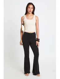 Modal Flare Leg Trouser - black