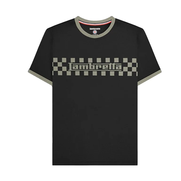 Lambretta Mens Ringer Two Tone T-Shirt - Black