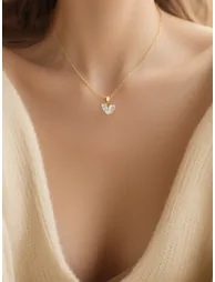 Zircon Heart Shape Pendant Necklace - 2