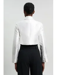 Forever Satin Twill Cropped Wrap Tailored Jacket - 2