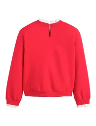 Cotton Mix Sweatshirt with Broderie Anglaise Collar/Cuffs - 3