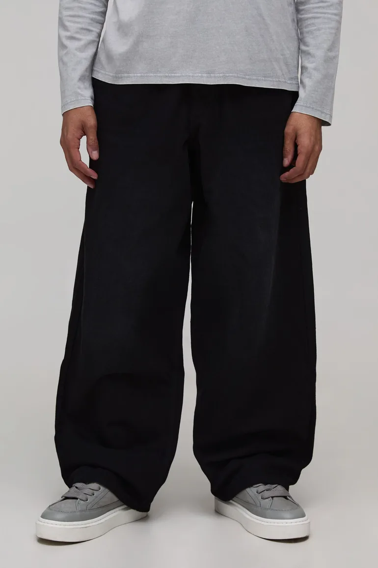 Gothic Back Embroidered Baggy Fit Washed Jeans - washed black - 3