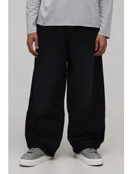 Gothic Back Embroidered Baggy Fit Washed Jeans - washed black - 3