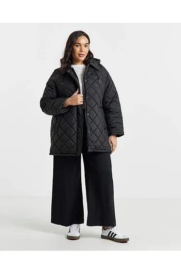 Simply Be Hooded Quilt Swing Coat