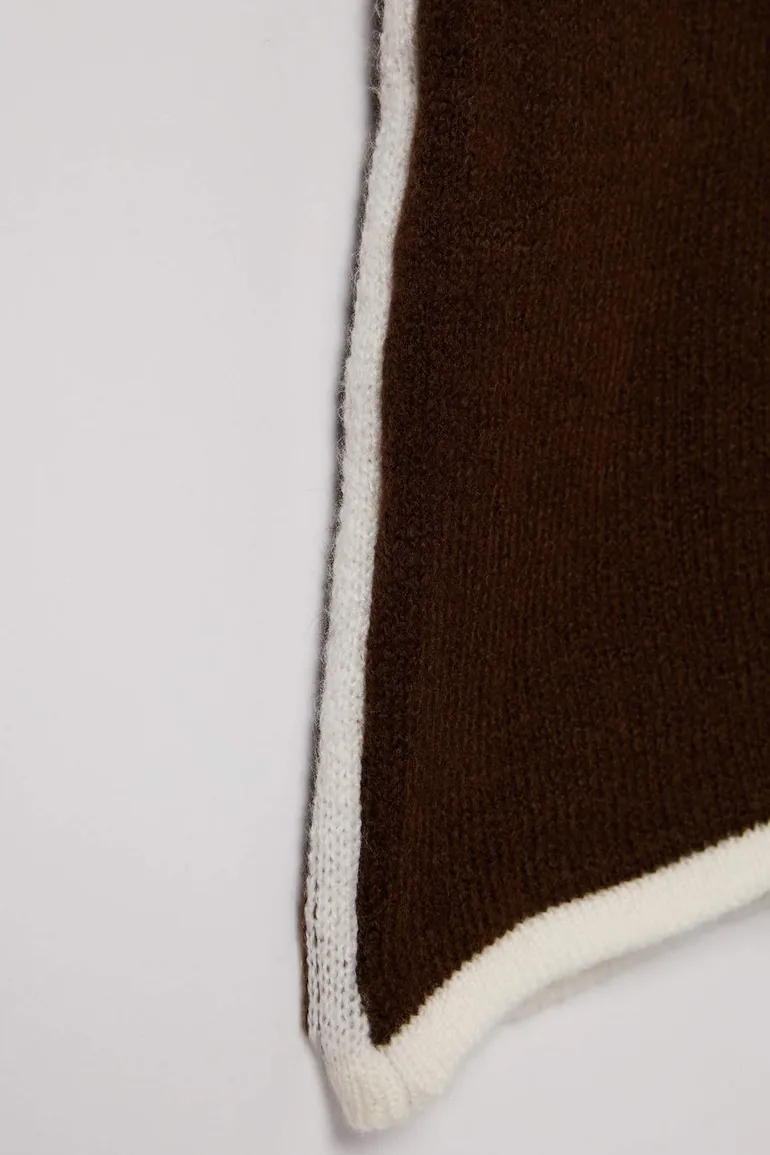 Brown Stripe Detailed Midi Length Knitwear Skirt - 1