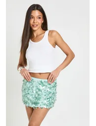 Mixed Sequin Mini Skirt - mint - 1