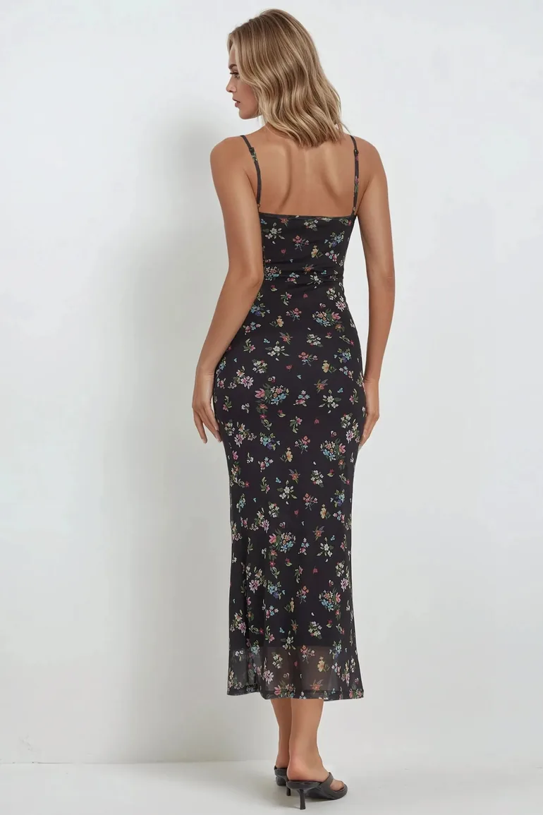 Printed Bodycon Maxi Dress - 2