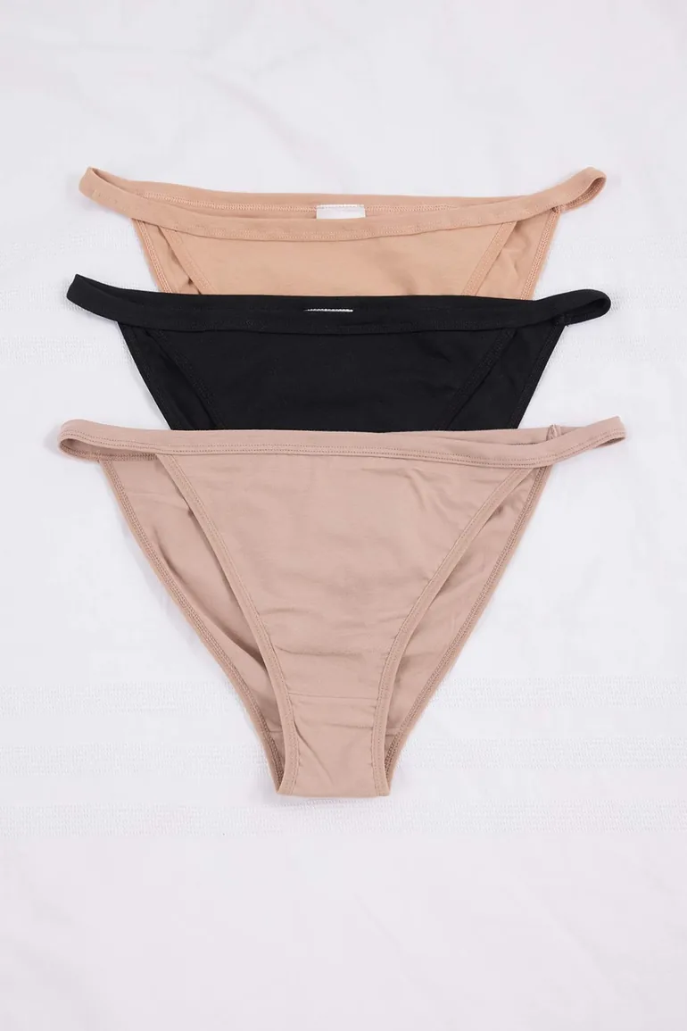 Multicolor 3-Pack Cotton Brazilian Knitted Plus Size Panties - 2