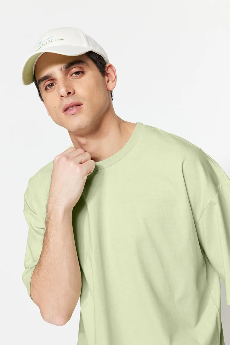 Mint Oversize Wide Cut Basic T-Shirt - 3