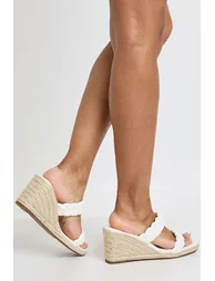 Wide Fit Plait Detail Wedges - white - 1