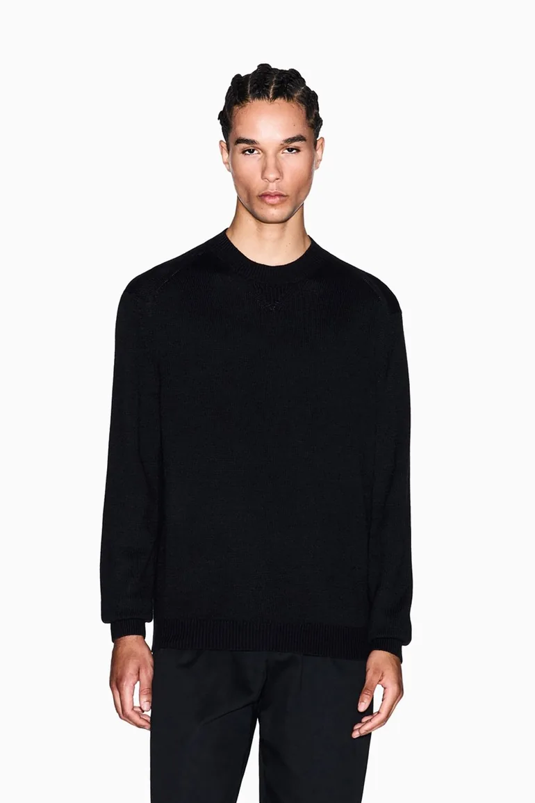 Crew Neck Knit Jumper Black - 2
