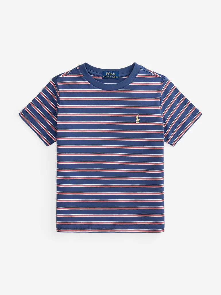 Ralph Lauren Boys Striped Jersey T-Shirt in Blue