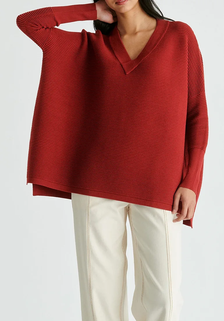 Paisie V-Neck Ribbed Jumper - 2