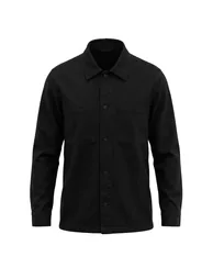 Black Front Pocket Gabardine Regular Fit 100% Cotton Men's Woven Shirt Jacket - 2