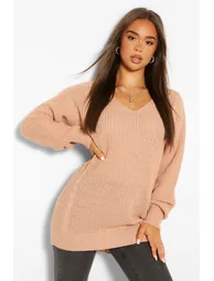 V Neck Oversized Jumper - rose