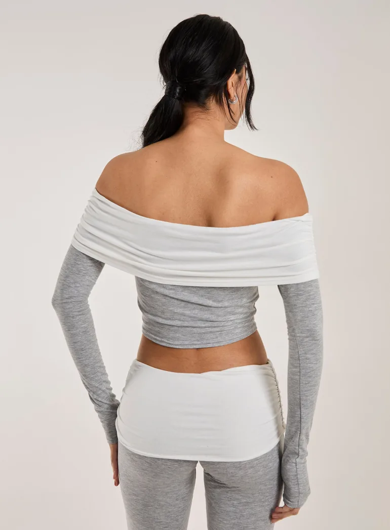 Two Tone Bardot Top - 4
